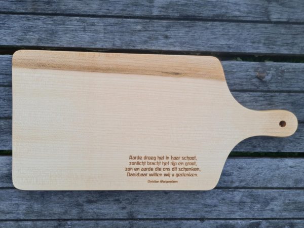 Beuken snijplank met spreuk. groot